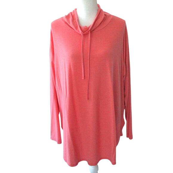 Lands End Women's Plus Long Sleeve Pink Striped Turtleneck Shirt Size 1X - Picture 1 of 10